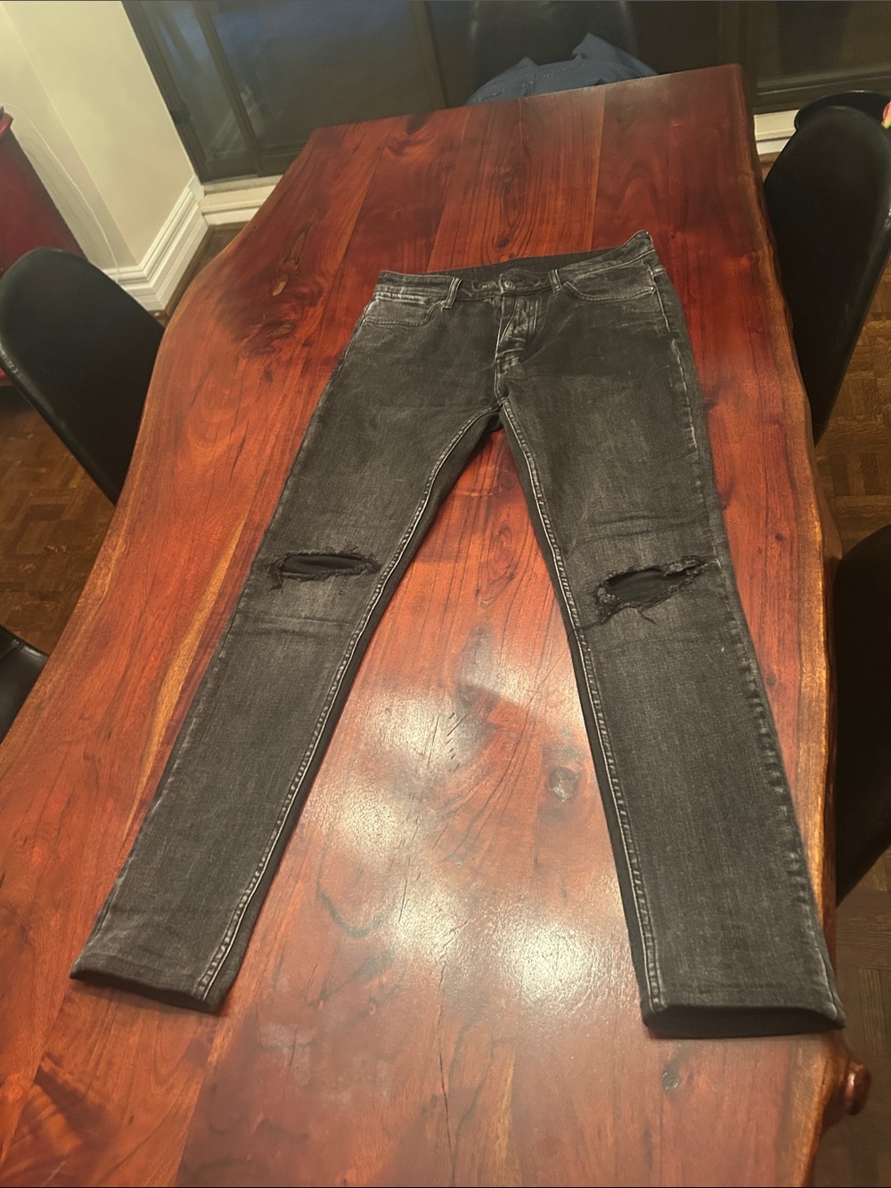 Ksubi Black Washed Skinny Jeans with Knee Rips